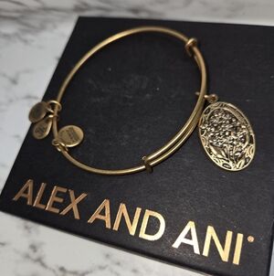 Alex and Ani Gold Floral Charm Bracelet
